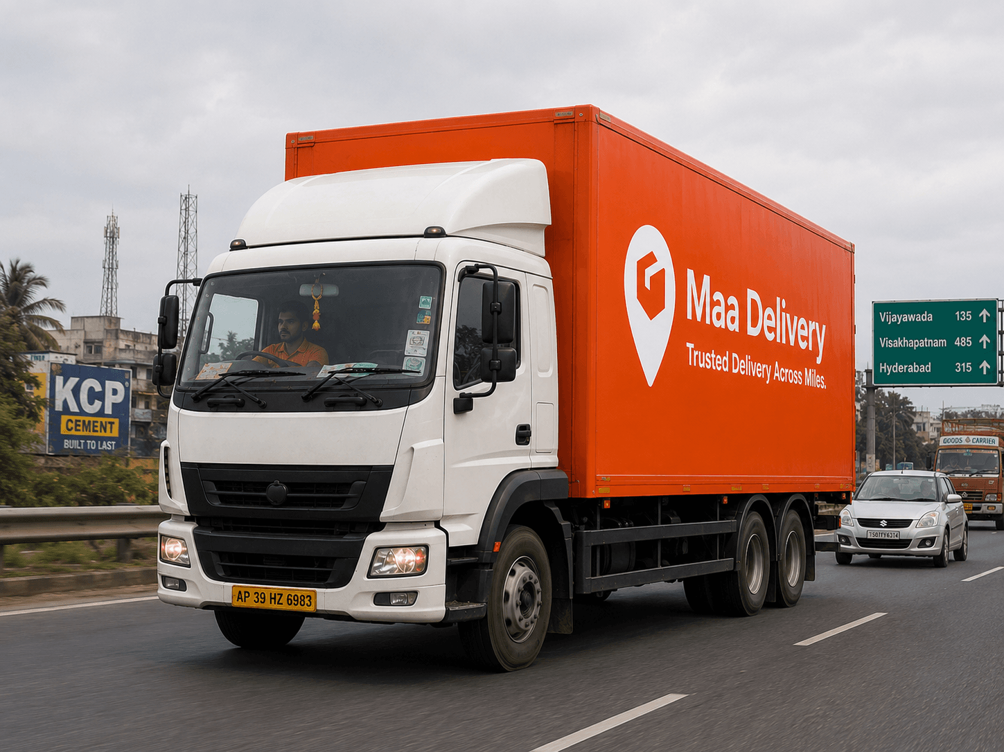 Maa Delivery truck on Indian highway